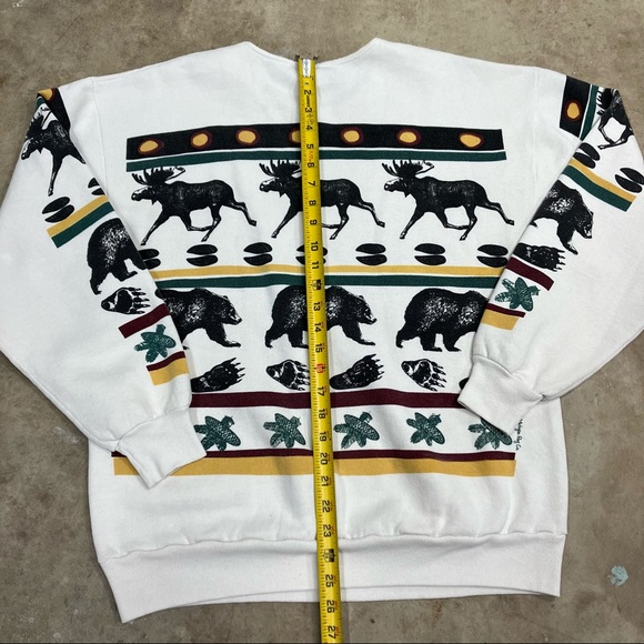Michigan Rag Co. VTG 80s Bear and Moose Print Sweatshirt Crewneck Sz Large USA - Picture 6 of 11